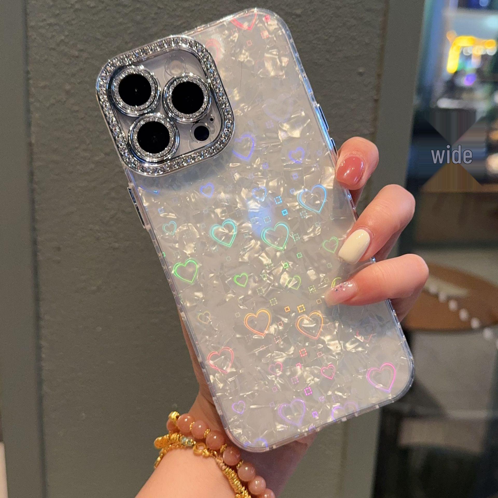 

Shell Pattern Rhinestone Precision Hole Case for iPhone 17 Pro Max, Compatible with Apple 15, Premium Feel, Fits 14/13 Pro 13 Pro