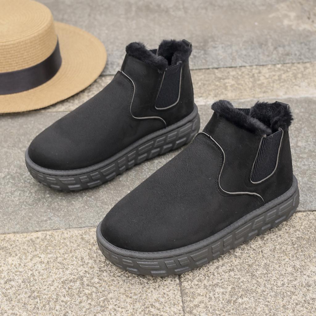 Foreign trade large size new 2025 autumn and winter snow boots women's warm solid color large size elastic band thick sole short cotton shoes batch