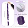 32inch Braided Purple Hair Ponytail with Tinsel Hair Wig Super Long Extensions Shiny Tinsel Hair for Kids Party Use Purple Wig