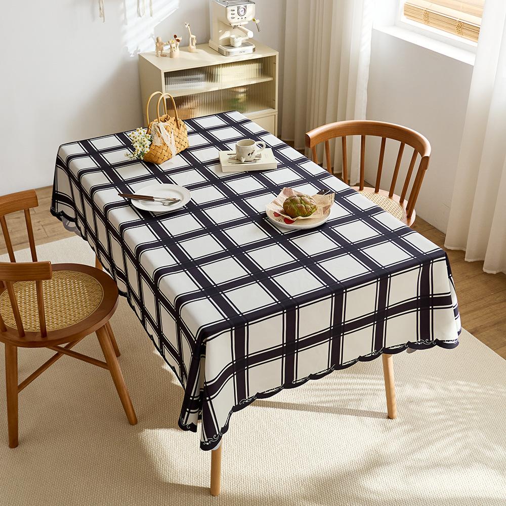 Cream Tablecloth Waterproof Leave-In Light Luxury High-End Dining Table Tablecloth Rectangular Coffee Table Cloth