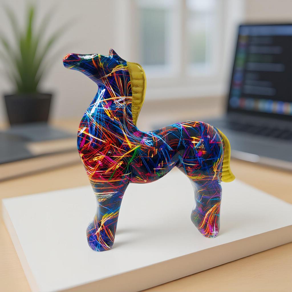 Harz Pferde Skulptur Ornamente Bunte Sammlerfiguren Pferde Desktop Dekorationen für Zuhause Wohnzimmer Büro