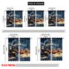 2pcs 2D flat printing Merry Christmas Curtain Christmas Train1 Versatile Polyester Fabric Without Electricity Family Party