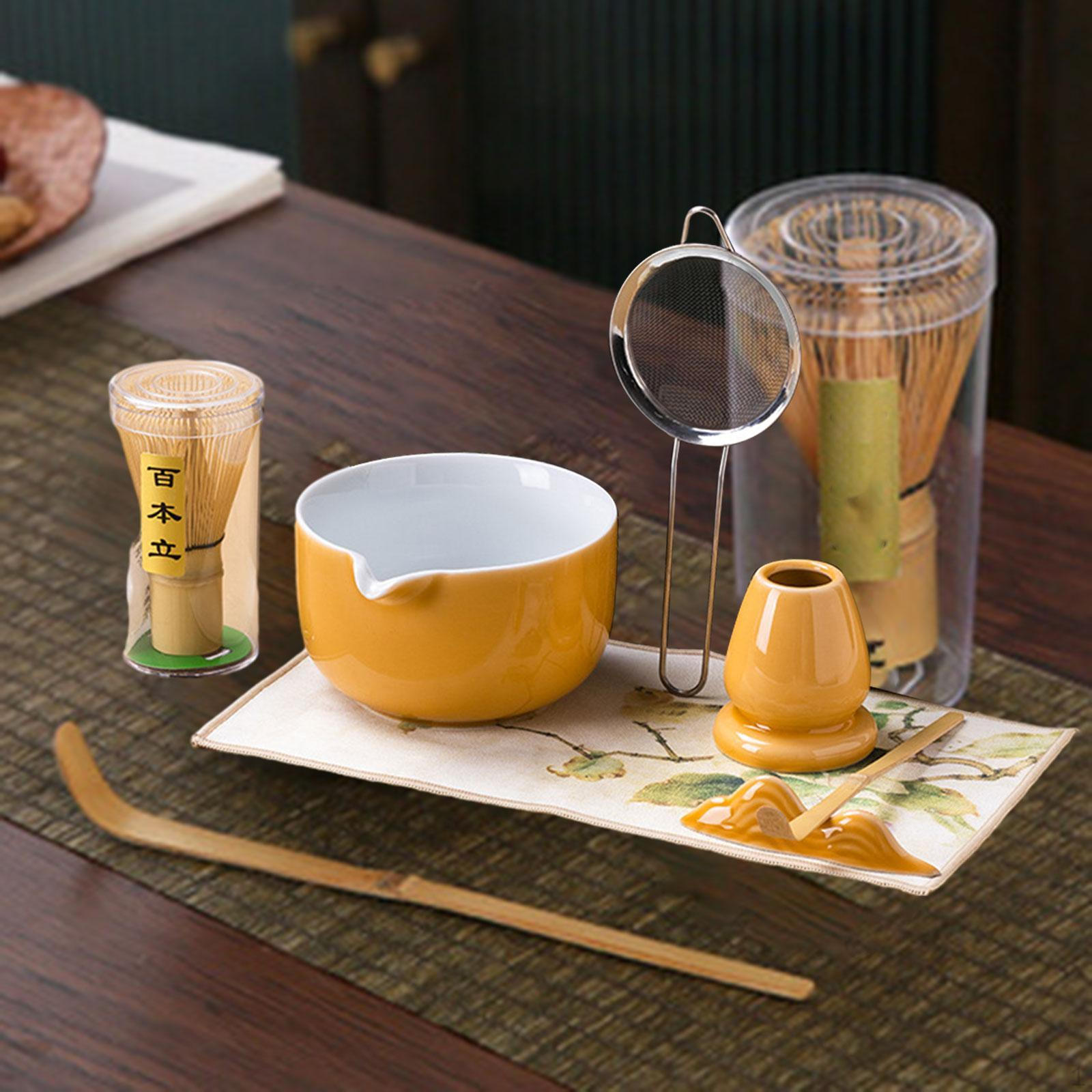 

Набор из 7 предметов «Матча Баттл», японская церемониальная чаша, полный комплект, в котором смешиваются А и Вверх для Bright yellow