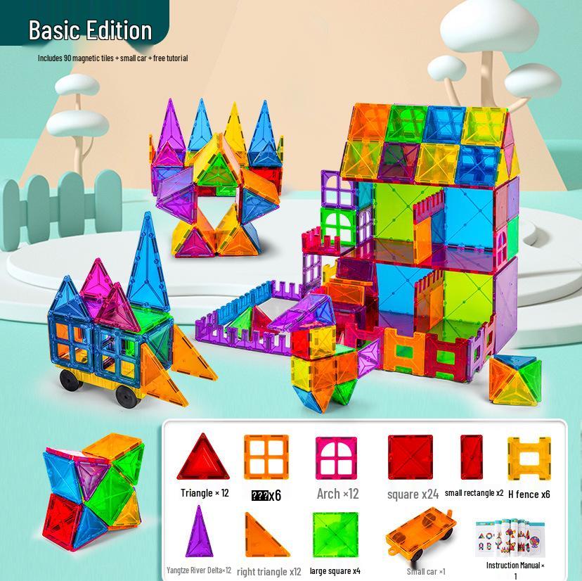 Stained Glass Magnetic Tile Building Blocks - Educational Toy for Developing Spatial Thinking