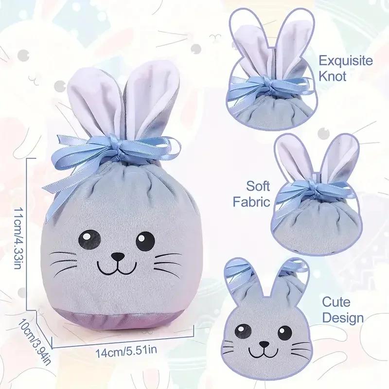 1-40 Stück Hasentüten mit Hasenohren Weiche Samt-Geschenktüten Niedliches Hasenlächeln Perfekt für Zucker Süßigkeiten Osterdekoration und Geschenkverpackung