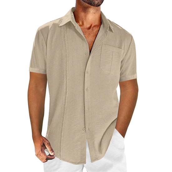 Pánské košile s klopou Krátký rukáv Topy Jednobarevné Knoflíky Volný střih Ležérní Tenký Cardigan Topy Pánské oblečení