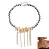 ZW598 Steel Color Alloy Necklace with Irregular Shell and Fringe Design for Women