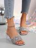Women's Shoes 2025 Summer New Transparent Crystal Heel Small Cool Slippers Outside Wearing Temperament Sandals