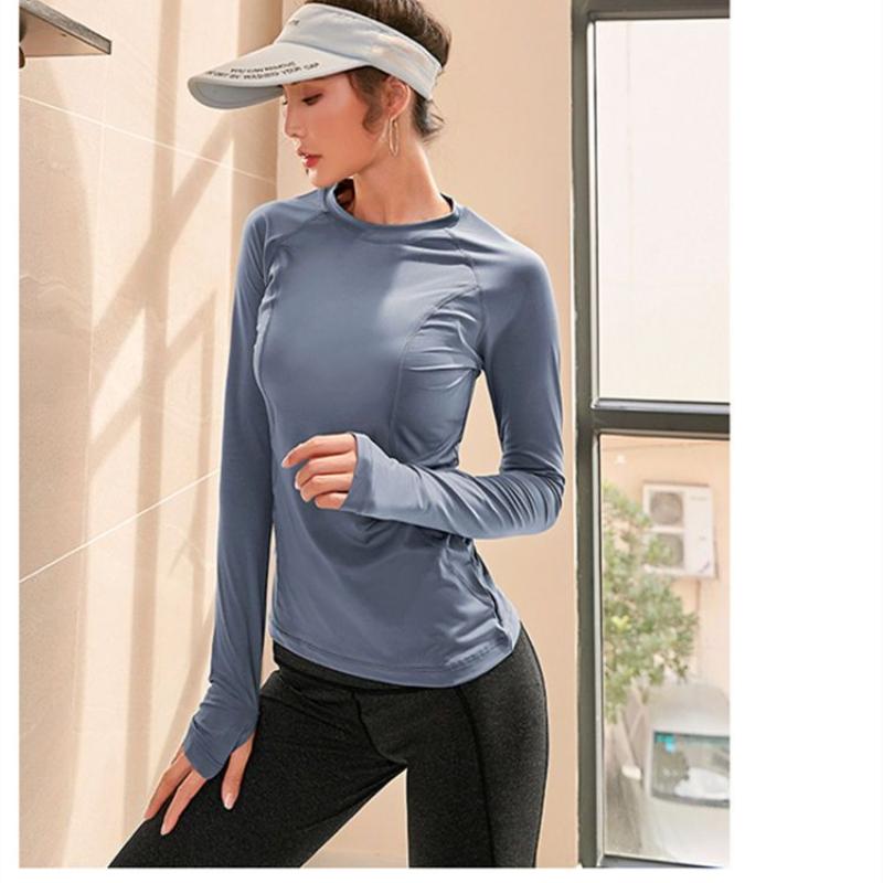 

Женские спортивные футболки для йоги, фитнеса, быстросохнущие, однотонные, на шнуровке, с длинным рукавом, дышащие, повседневные футболки для тренажерного зала XXL