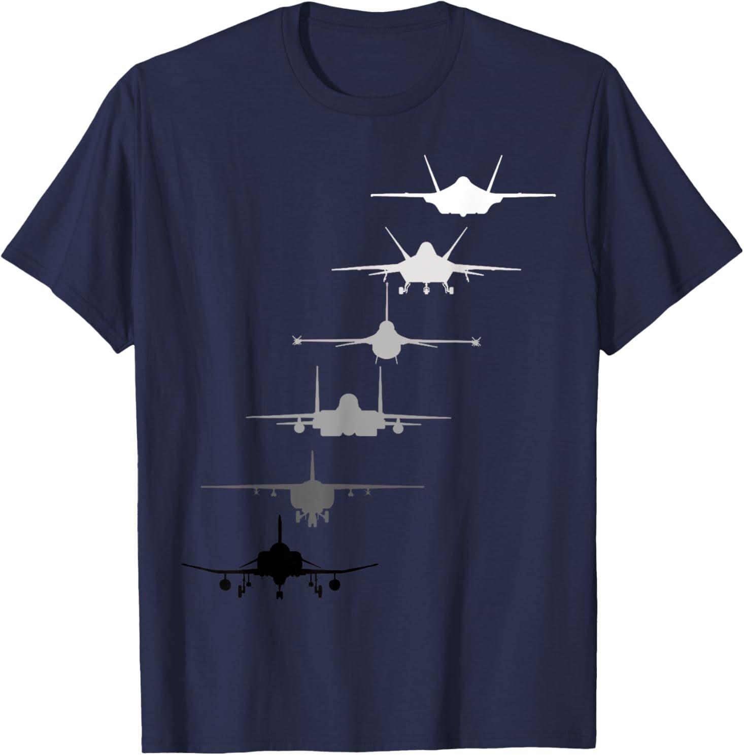 Air Force Fighter Jets F-4 F-111 F-15 F-16 F-22 F-35 T-Shirt S разноцветный