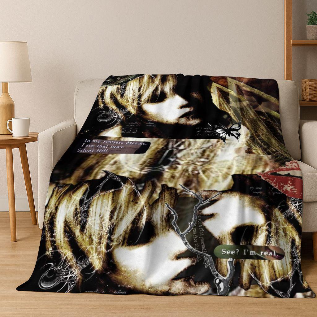 Classic Silent Hill Horror Game Movie Art Flannel Blanket,Cozy Soft Throw Blanket for Home Bedroom Bed Sofa Picnic Cover Gift