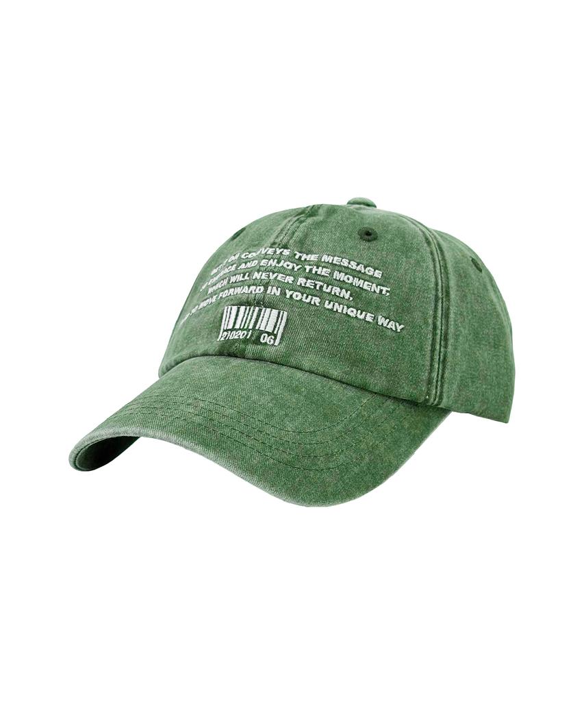 Gesison Code Lettering Washed Ball Cap_Green
