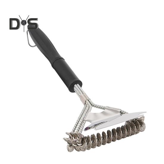 

Щетка для гриля без щетины 16,4 Щетка для гриля из нержавеющей стали для чистки уличного гриля, термостойкая щетка для барбекю со скребком, аксессуары для гриля, подарки чёрный