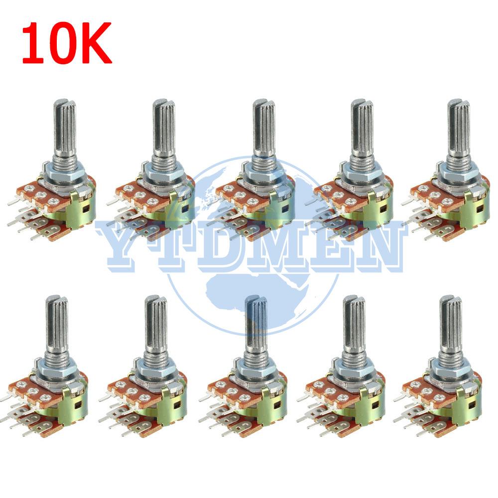 10PCS WH148 15mm/20mm 6pin Dual-gang Potentiometer 10K 1K 2K 5K 20K 50K 100K 250K 1M Variable Resistor for Audio Volume Control