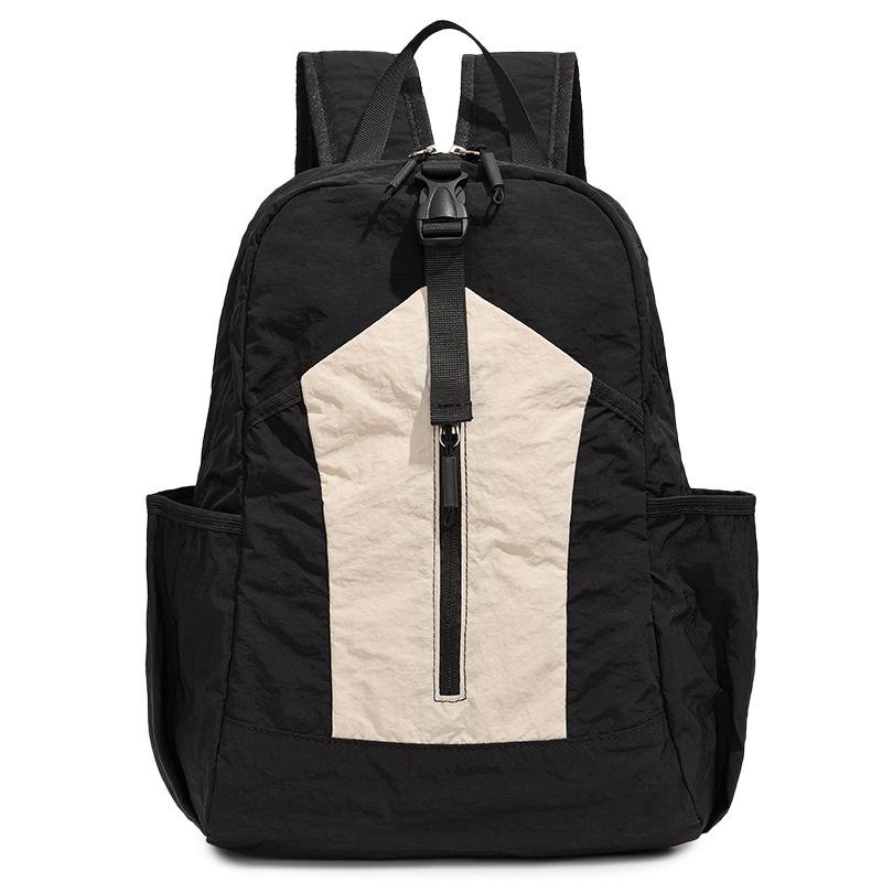 Color Block Nylon Large Capacity Backpack Outdoor Lightweight Foldable Sports Backpack чёрный