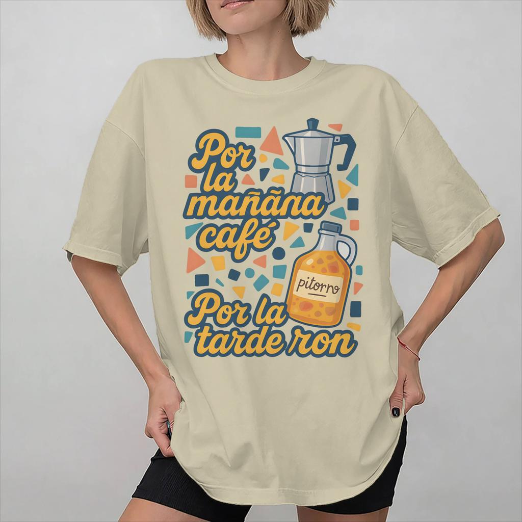 Por la Unisexana cafe por la tarde ron Tee Shirt for Unisex Women Graphic Print T Shirts Cotton Clothes