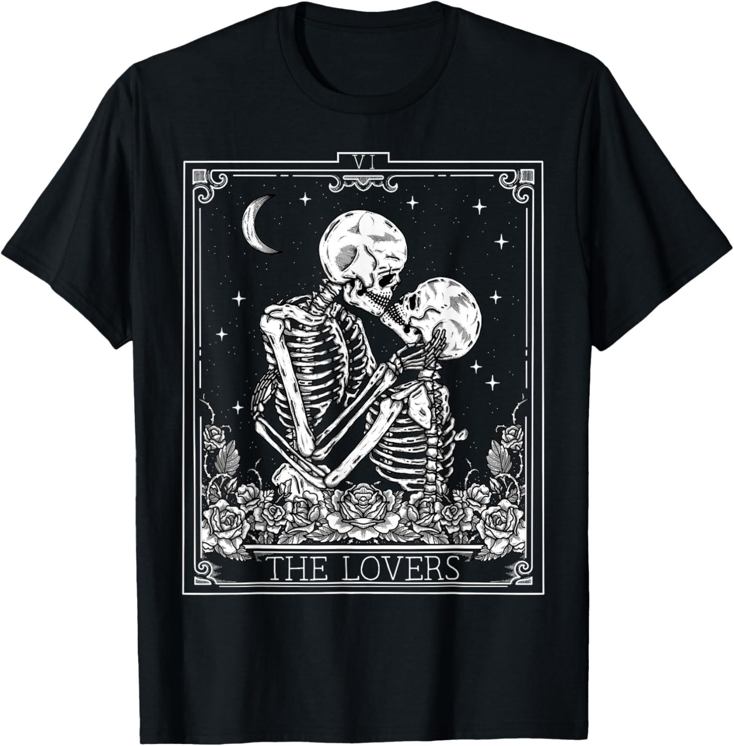 The Lovers Vintage Tarot Card Astrology Goth Halloween Women T-Shirt S