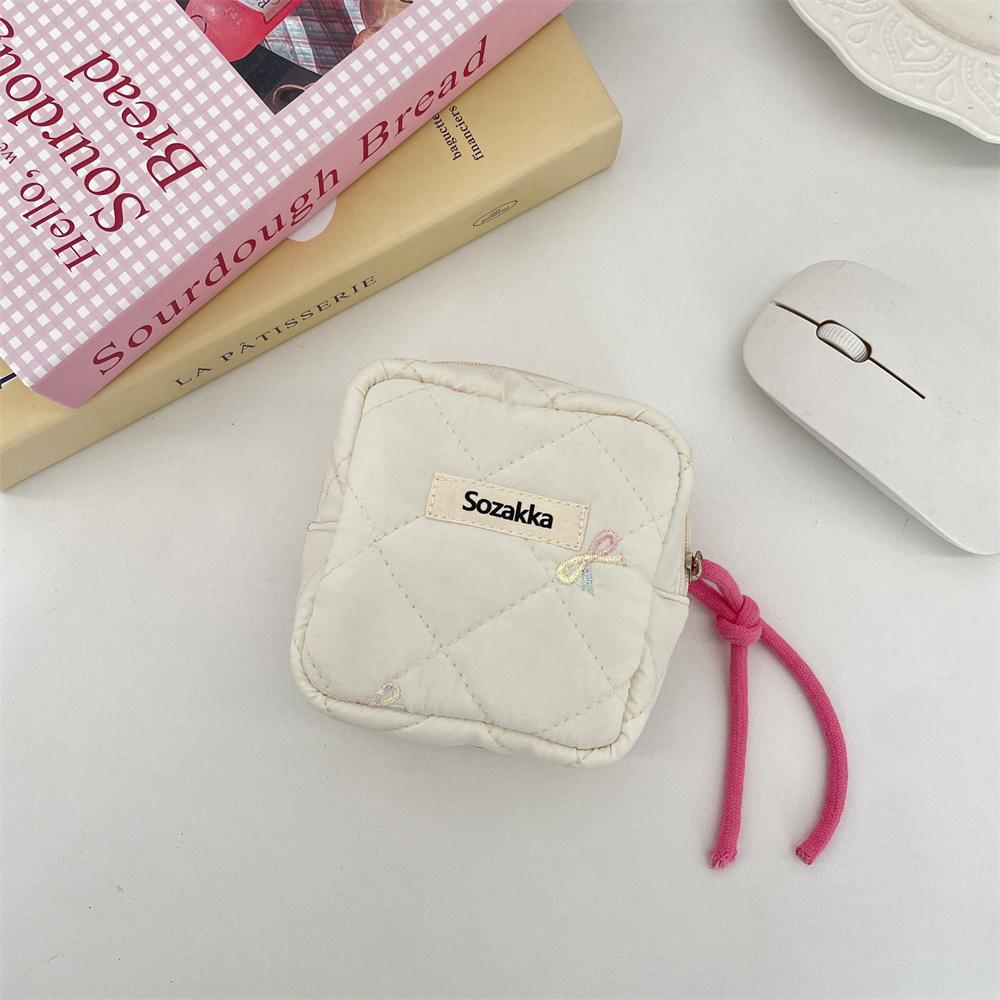 Quilted Cotton Sanitary Makeup Storage Bag Mini Lipstick Cosmetic Case Soft Portable Menstrual Sanitary Napkin Storage Bag