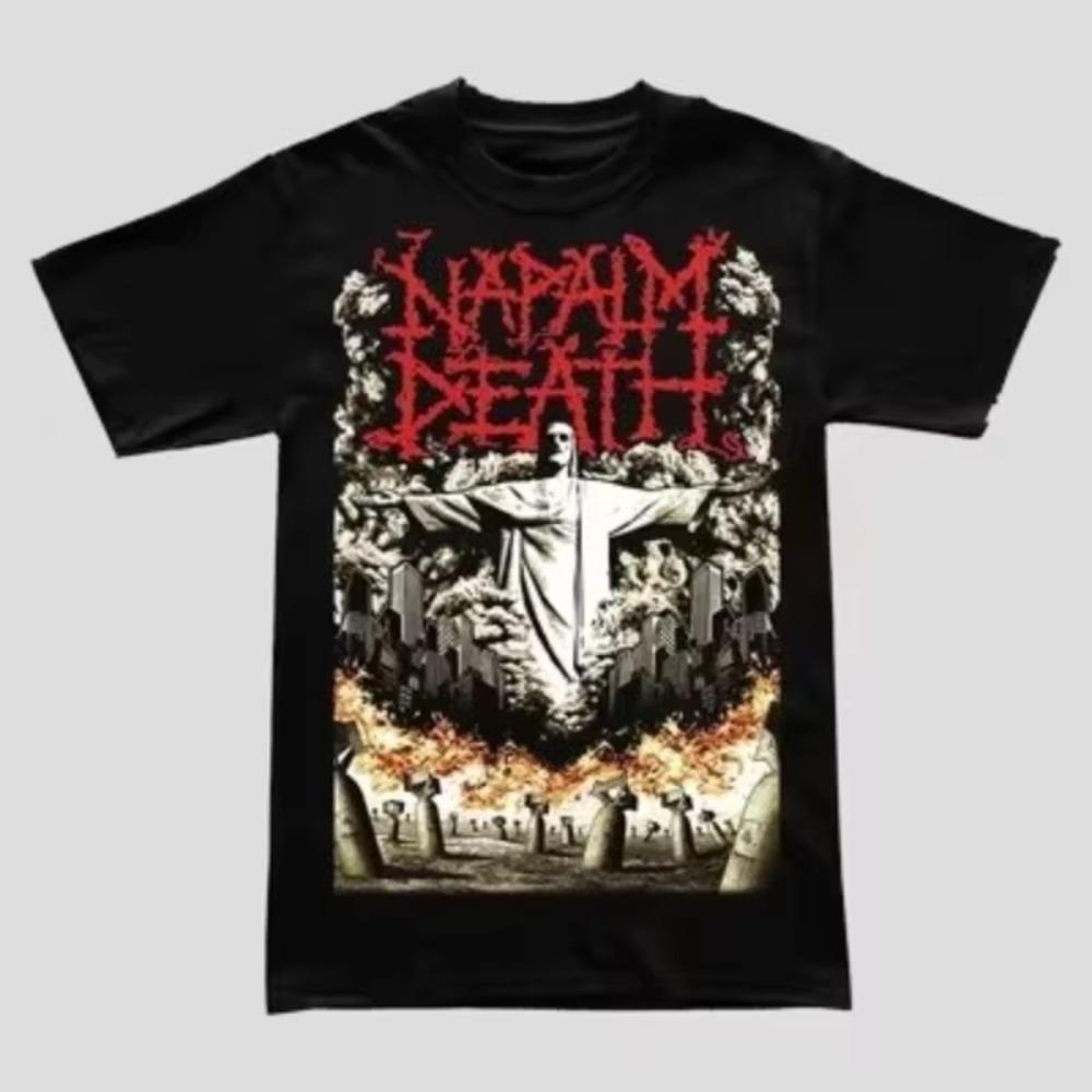 2025 New Napalm Death Grinding Heavy Metal T-shirt Cotton Round Neck Street Hip-hop Style Top Retro Comfortable Street T-shirt