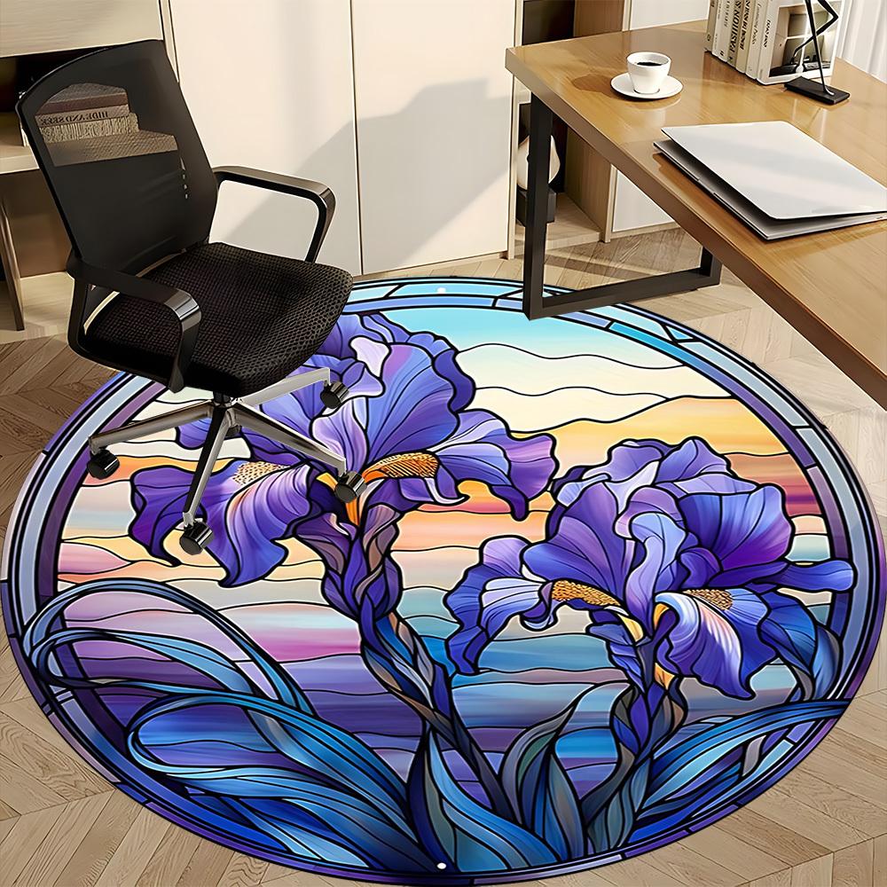 1pc Iris Stained Glass Chair Carpet for Office, , Non-slip Carpet, Very Suitable for Offices, farmhouses,Outdoor Carpet Yy251120082