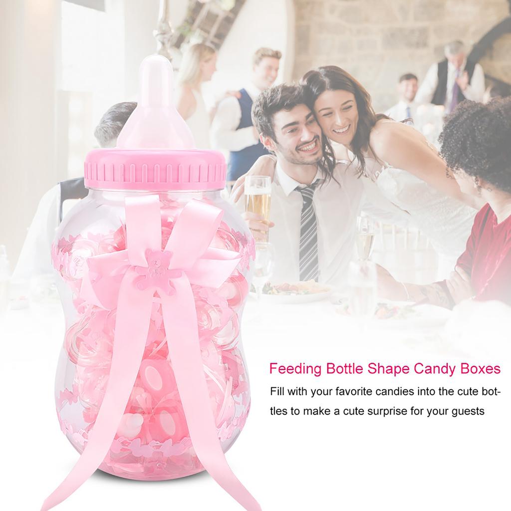 30pcs Cute Feeding Bottle Shape   Boxes for Event Christening Party Decoration Pink
