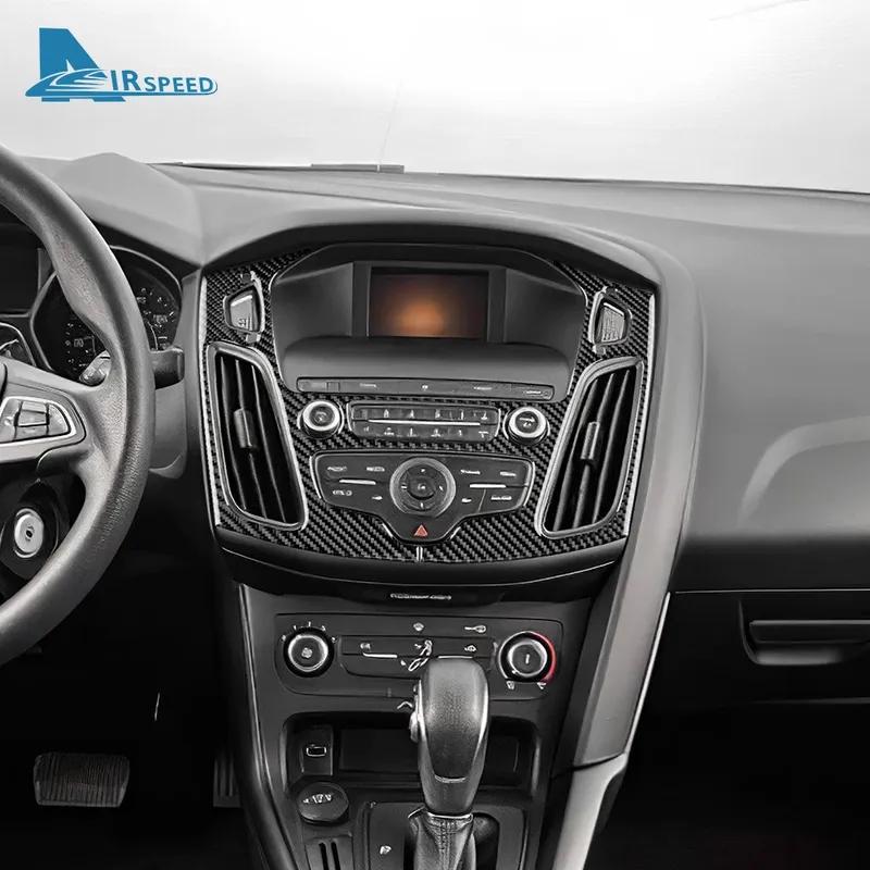 Echter Weicher Karbonfaser-Aufkleber für Ford Focus SE RS ST Ecoboost 2015 2016 2017 2018 LHD RHD Auto Mittelkonsolen-Panel Zubehör