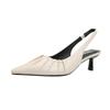 French bag head sandals women's summer 2025 new temperament pointed high heels thin heel pleated shallow mouth empty shoes