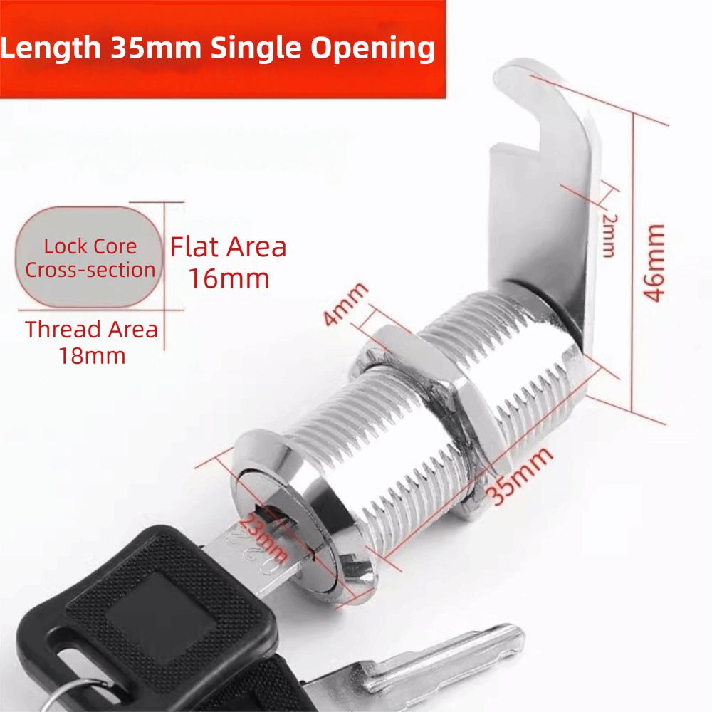 Practical Single Open Cabinet Lock Silver Metal Cabinet Cam Lock Easy Replacement with 2 Keys Mailbox Lock Mailbox