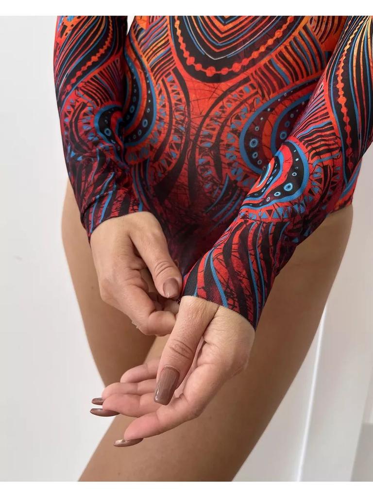 Mesh Sun-protective One-piece Swimsuit, Long-sleeved Sun-protective Swimwear