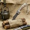 Key Ring Pocket Folding Knife Damascus Steel Blade Customized Wooden/Antler Horn Handle Ideal Camping Hiking Daily Use