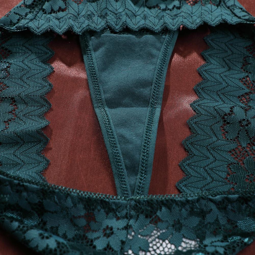 Women's Thongs Sexy Perspective Lace Flower Pattern Hollow Out Low-Waist Butterfly Knot Breathable Intimates Super Comfortable