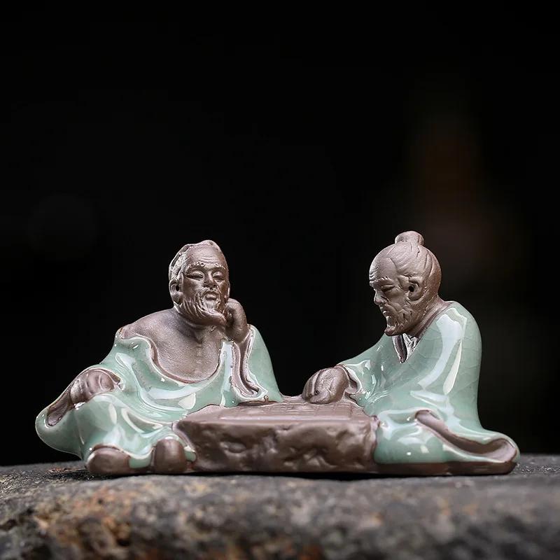 Fleshy Flowerpot  Desktop Accessories Geyao Old Chess Player Flower Pet Ceramic Little Monk Landscape Decoration Tea Pets