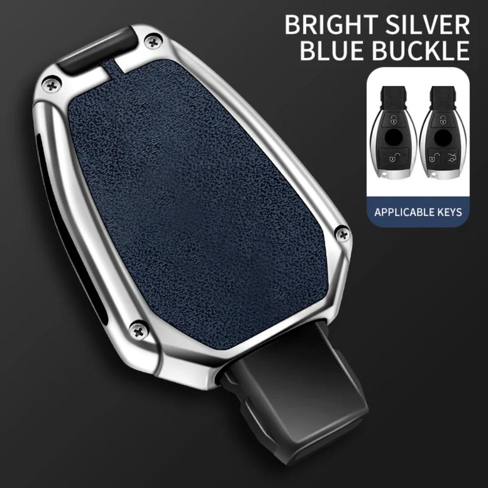Leather Car Metal Key Case Cover Shell for Mercedes Benz A B C E Class GLS GLA GLK GLC CLS CLA AMG W204 W205 W212 W463 W176