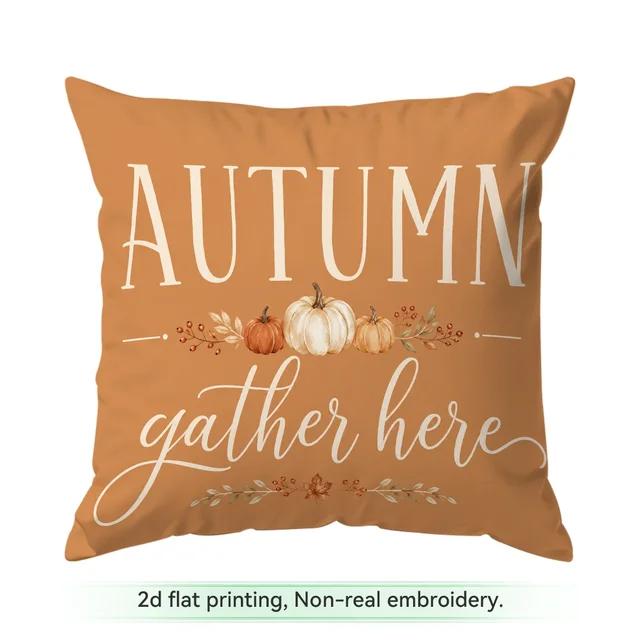 Fall Pumpkin Floral Throw Pillow Covers 4 Pcs Set Autumn Harvest Cushion Case Home Decor Sofa Couch Bed Thanksgiving