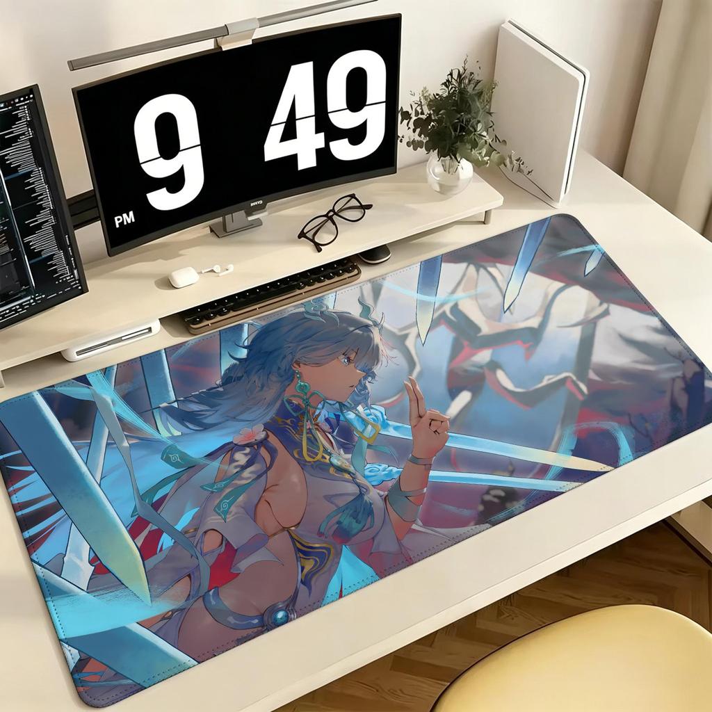 Wuthering Waves Qingxiao Pro ESports Gaming Mousepad Extra Large NonSlip Stitched Edge Keyboard Laptop Desk Mat For Pc Gamer