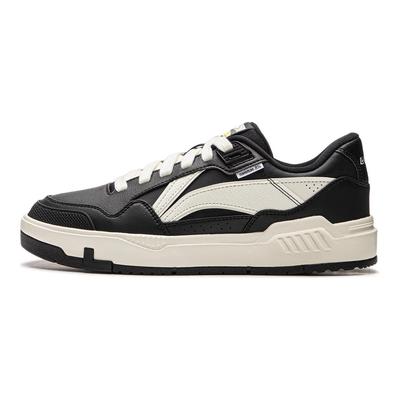 Li Ning Common 80s Fashion Trend Slip Resistant Durable Low Top Skate Shoes Men Sneakers Black White AGCU157-1