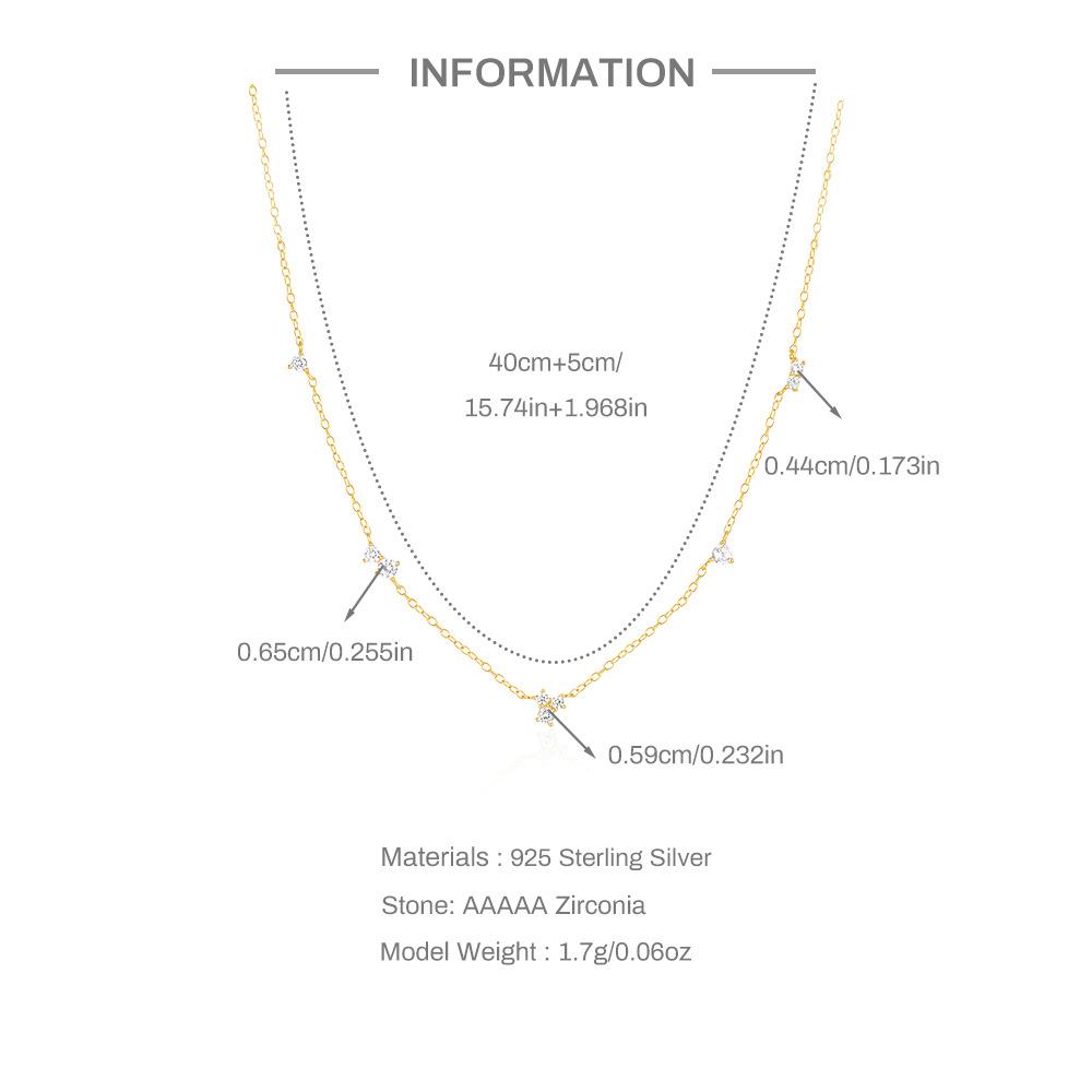 S925 Sterling Silver Geometric Shape, Irregular Zircon Splicing, Stacked With Diamonds, Daily Matching Women'S Collarbone Necklace