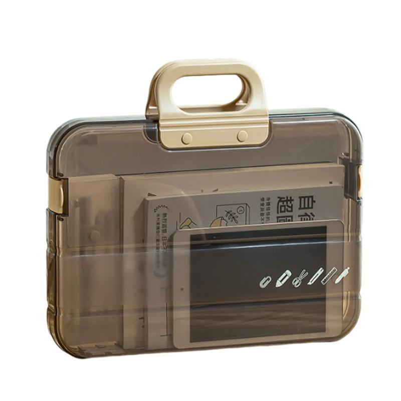 A4 Plastic File Folder With Lock Handle Portable Box File Waterproof Filing Supplies Pencil Case Multi-Purpose Document Bag