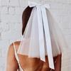 60cm Marriage Bridal Layered Veil Girls Tulle with Ribbon Bowknot Wedding Tiaras