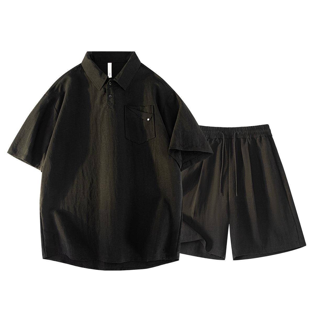 

Summer Casual Sports Set For Men, Summer Thin Loose Casual Two-piece Set XL чорний