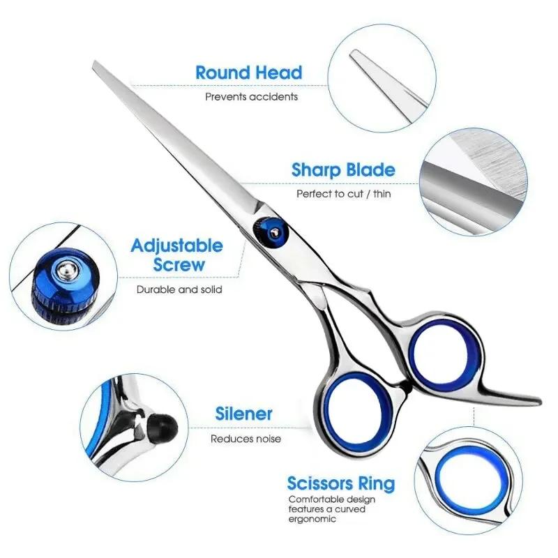 Professional Hairdressing Scissors Stainless Steel Cutting Thinning Barber Shear for Home Salon Use