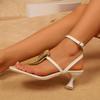 Large Size Stiletto High Heels Women's 2025 Summer Metal Square Buckle One-word Slippers Women's Outer Wear Square Head Open-toed Sandals
