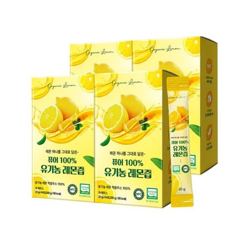 

Pure100 NFC Organic Lemon Juice Lemon Water 14 Packets x 4 Boxes