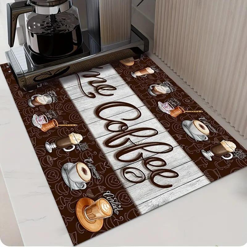Coffee Printing Absorbent Mat Kitchen Antiskid Draining Coffee Dish Drying Quick Dry Bathroom Drain Pad Tableware Mats Decorate