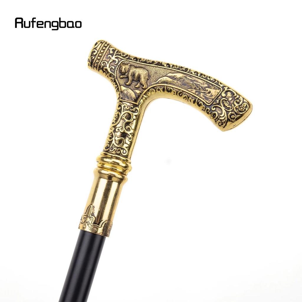 Gold Luxury Bear Handle Walking Cane Fashion Decorative Walking Stick Gentleman Elegant Cosplay Cane Knob Crosier 90cm