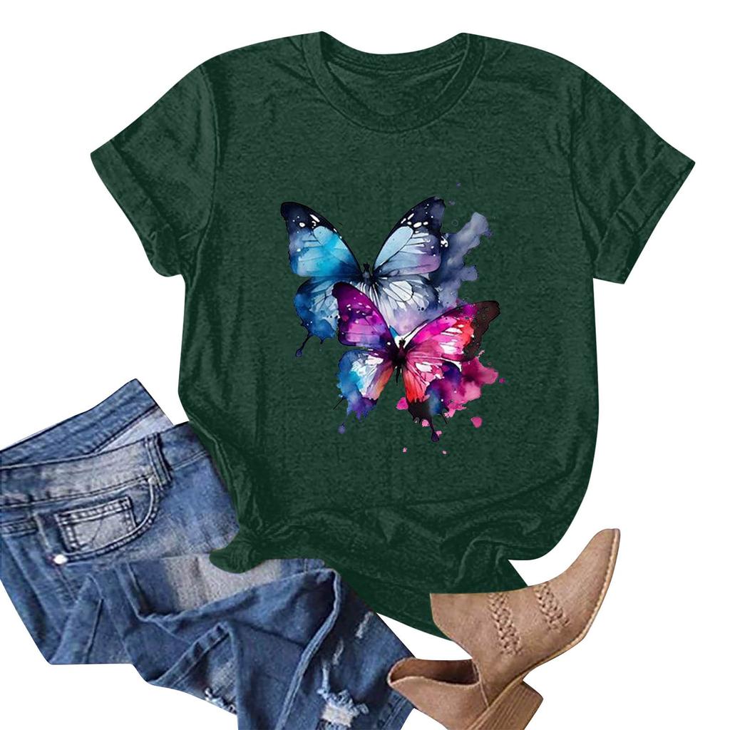 Tricou cu mânecă scurtă pentru femei, ocazional, cu decolteu în formă de pulover