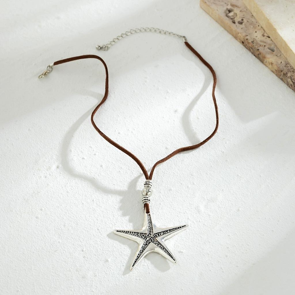 Starfish pendant fleece rope necklace women's spring and summer retro fashion personality hip-hop style photo accessories necklace