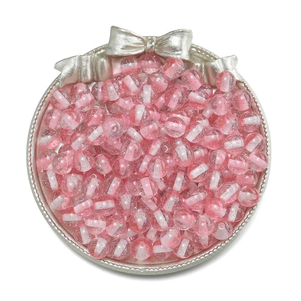 

20pcs Resin Glitter Beads Round Spacer Beads for Bracelet Necklace Earrings Jewelry Making Accessories Supplies 8/10mm 8mm розовый