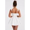 Summer Lovely Sweet A Line Short Dress Yellow Sexy Sleeveless Lace Up Pleated Party Dresses Hollow Out Slim Fit Elegant Holiday Dress Women
