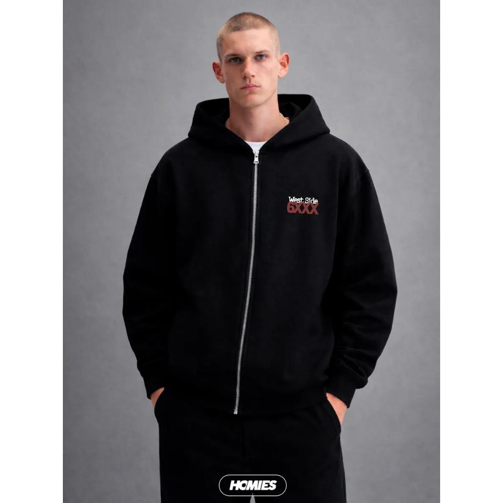 American Style Personalized Pattern Printed Men's and Women's Zipper Hoodie, Loose and Casual Zipper Sweater